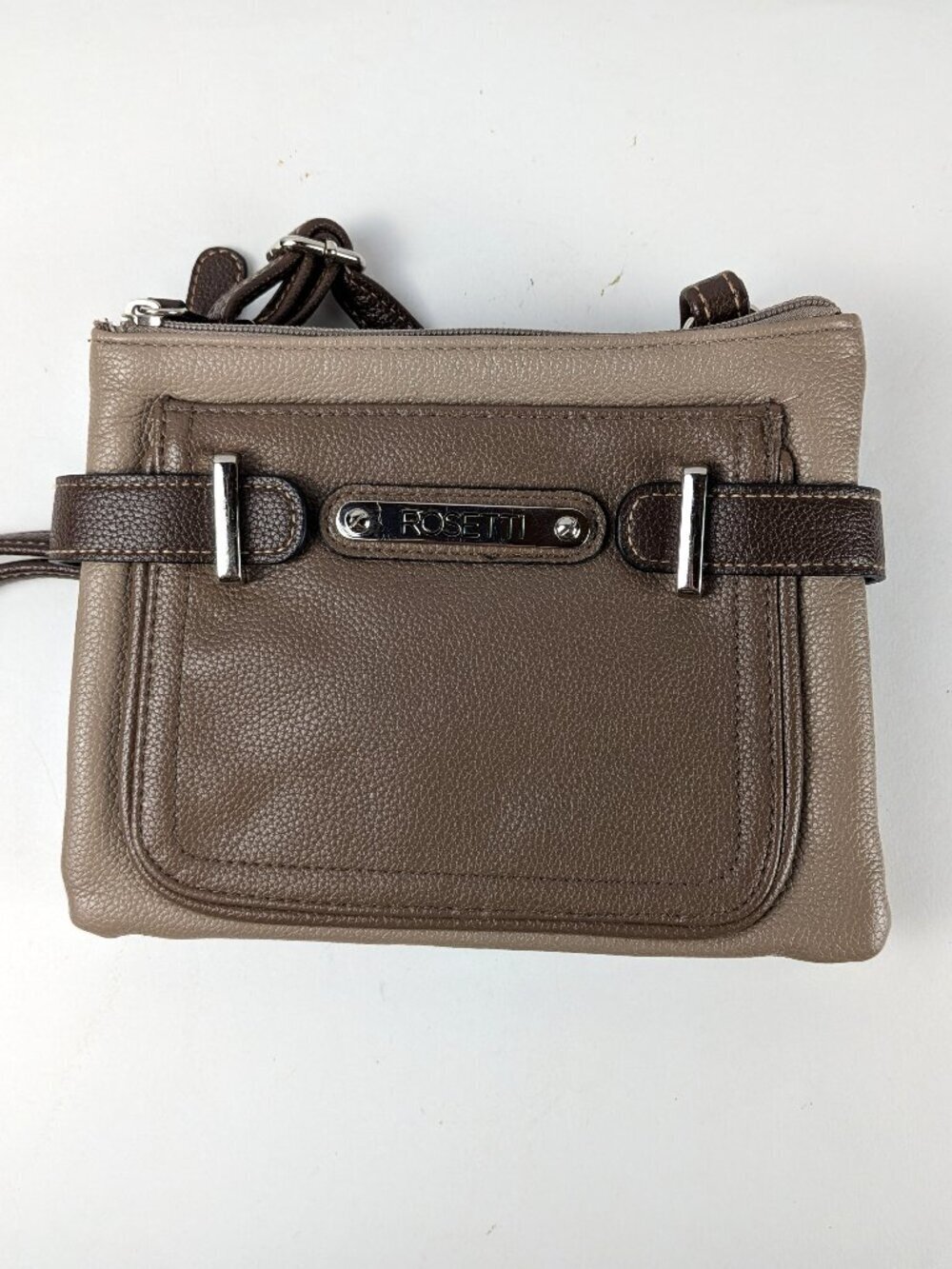 Rosetti Brown Tri-Tone Faux Leather Crossbody Purse